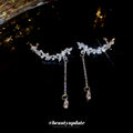 Light Luxury Alloy Teardrop Tassel Clip-on Earrings with Rhinestone Ear Cuff Design view 4