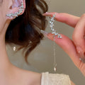 Light Luxury Alloy Teardrop Tassel Clip-on Earrings with Rhinestone Ear Cuff Design view 1