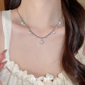 Korean Light Luxury Faux Pearl Tassel Necklace Geometric Round Clavicle Chain For Women view 1