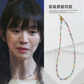 Colorful Glass Beaded Choker Necklace, Dopamine Geometric Round Collarbone Chain view 1