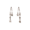 Luxury Silver Alloy Rhinestone Five-Point Star Long Tassel Dangle Hoop Stud Women's Earrings view 5