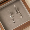 Luxury Silver Alloy Rhinestone Five-Point Star Long Tassel Dangle Hoop Stud Women's Earrings view 3