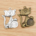 Alloy Lucky Cat Pendant DIY Jewelry Accessory Charm For Necklace Bracelet 47x34mm 10g view 3