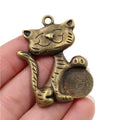 Alloy Lucky Cat Pendant DIY Jewelry Accessory Charm For Necklace Bracelet 47x34mm 10g view 5