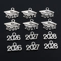Antique Silver Alloy 2025 2026 Graduation Cap Number Charms For DIY Necklaces Bracelets view 4