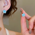 Fresh Mint Butterfly Enamel Copper Stud Earrings Summer Forest Style Fashion Jewelry view 4