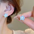 Fresh Mint Butterfly Enamel Copper Stud Earrings Summer Forest Style Fashion Jewelry view 3