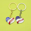 Zinc Alloy American Flag Heart Star Keychain For Patriotic Gift view 1
