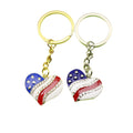 Zinc Alloy American Flag Heart Star Keychain For Patriotic Gift view 5