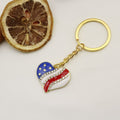 Zinc Alloy American Flag Heart Star Keychain For Patriotic Gift view 6