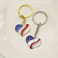 Zinc Alloy American Flag Heart Star Keychain For Patriotic Gift view 4