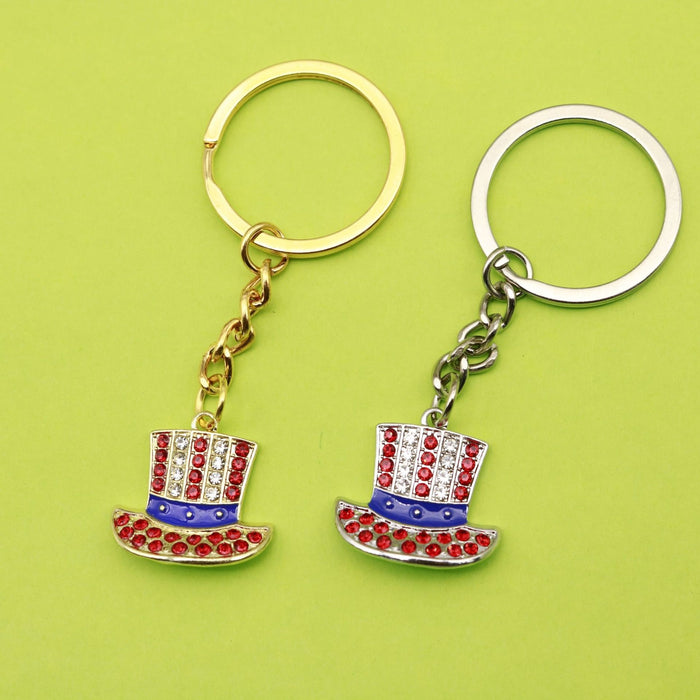 Metal American Flag Hat Keychain Gift