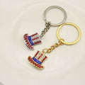 Metal American Flag Hat Keychain Gift view 4