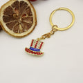 Metal American Flag Hat Keychain Gift view 6