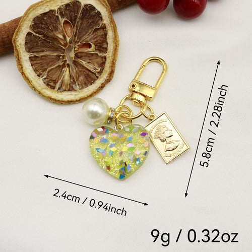 Zinc Alloy Heart Bell Keychain Resin Bag Charm Gift