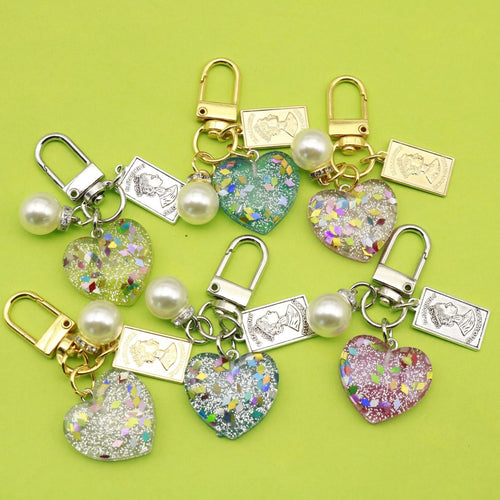 Zinc Alloy Heart Bell Keychain Resin Bag Charm Gift