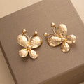 Luxury Hammered Gold Alloy Butterfly Statement Studs With Rhinestone Accent For Women Fashion Earrings view 2