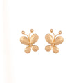 Luxury Hammered Gold Alloy Butterfly Statement Studs With Rhinestone Accent For Women Fashion Earrings view 5