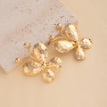 Luxury Hammered Gold Alloy Butterfly Statement Studs With Rhinestone Accent For Women Fashion Earrings view 3