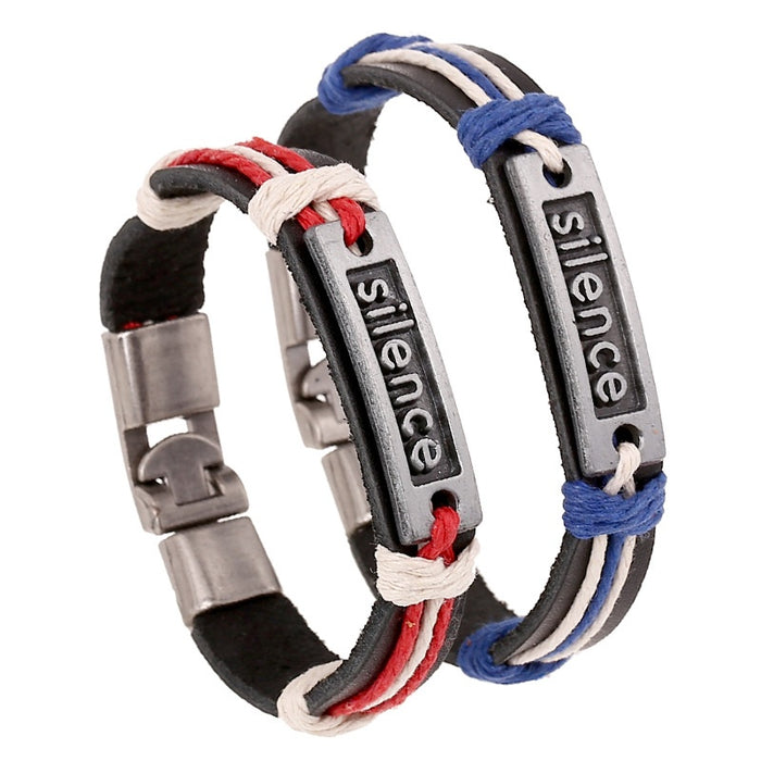 Korean Japanese Fashion Braided Genuine Leather Unisex Couple Bracelet Wristband