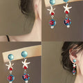 Resin Cat Eye Starfish Stud Earrings Geometric Beach Vacation Style Elegant Jewelry view 1