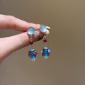 Resin Cat Eye Starfish Stud Earrings Geometric Beach Vacation Style Elegant Jewelry view 4