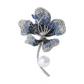 Alloy Pearl Hibiscus Brooch With Rhinestones For Elegant Accessories view 2