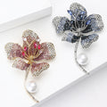 Alloy Pearl Hibiscus Brooch With Rhinestones For Elegant Accessories view 3