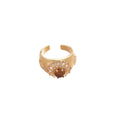 18K Gold Plated Zircon Tiger Eye Open Ring For Women view 5