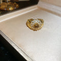18K Gold Plated Zircon Tiger Eye Open Ring For Women view 4