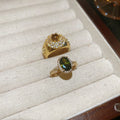 18K Gold Plated Zircon Tiger Eye Open Ring For Women view 2