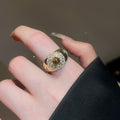 18K Gold Plated Zircon Tiger Eye Open Ring For Women view 3