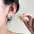 Elegant Alloy Hollow Fan Butterfly Stud Earrings For Women Minimalist Metal Statement Party Jewelry Earrings view 1