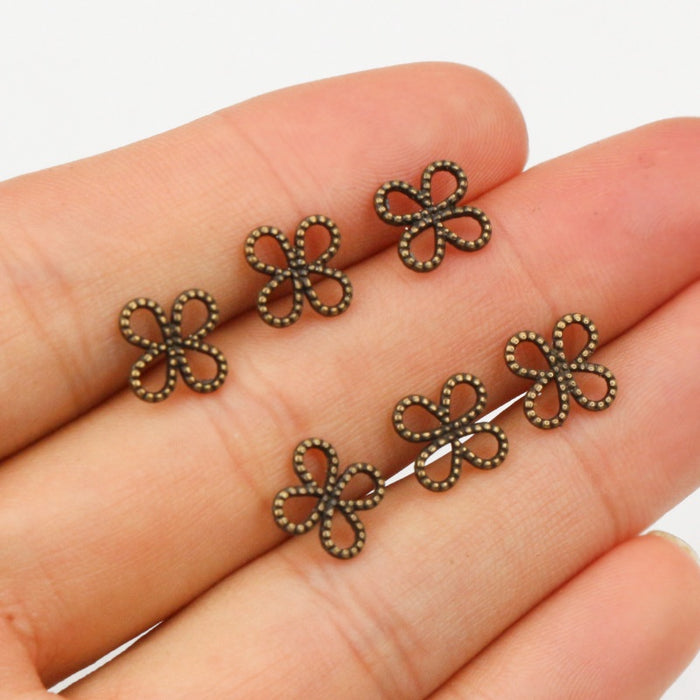 Antique Bronze Alloy Mini Four Leaf Clover Pendant Charms For DIY Necklace Bracelet Jewelry 10x8mm