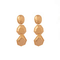 Luxury Gold Alloy Geometric Oval Faceted Metal Long Drop Statement Dangle Stud Earrings view 5
