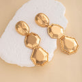 Luxury Gold Alloy Geometric Oval Faceted Metal Long Drop Statement Dangle Stud Earrings view 3