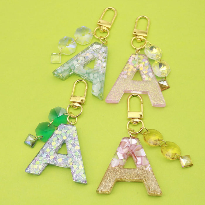Metal Beige Letter Keychain With White Tassel Bag Charm