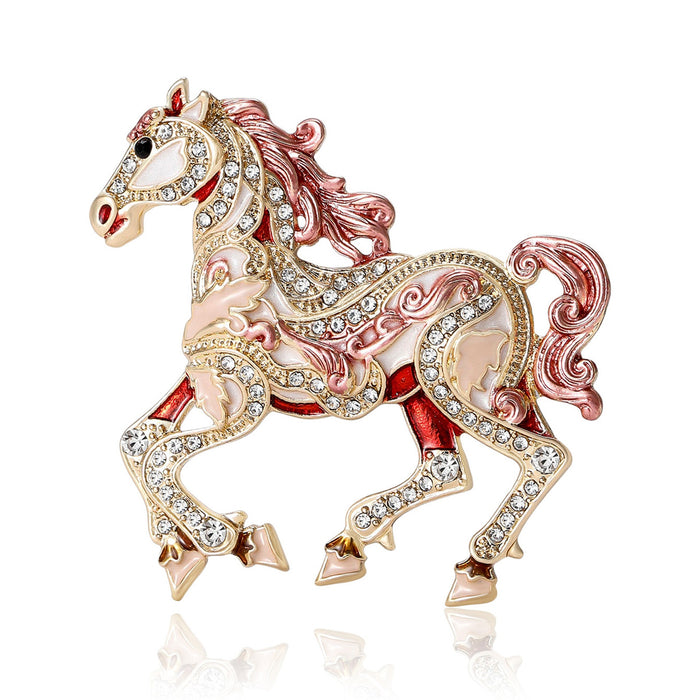 Alloy Rhinestone Pony Brooch Cute Animal Clothing Lapel Pin