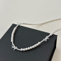 Light Luxury Faux Pearl Bow Beaded Necklace For Women Summer Layered Clavicle Chain view 2