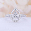 Silver Pear Outline Pavé Ring In A Polished Decorative Design view 1
