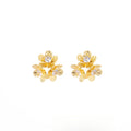 Luxury Vintage Gold Alloy 3D Flower Studs With Zircon Rhinestone Petals For Women Statement Earrings view 5