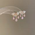 Chic Copper Zircon Butterfly Flower Tassel Drop Earrings With Silver Pins view 4