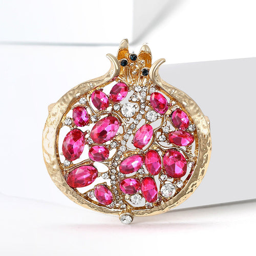 Alloy Rhinestone Pomegranate Brooch Pin For Women's Suit Accessories
