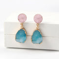 Gold Tone Two-Tone Crystal Cluster Teardrop Drop Earrings in Two Colors view 7