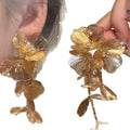 925 Sterling Silver Cubic Zirconia Hollow Flower Tassel Drop Earrings, European Style view 5