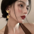 925 Sterling Silver Cubic Zirconia Hollow Flower Tassel Drop Earrings, European Style view 4