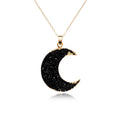 Gold Tone Crescent Moon Crystal Cluster Pendant Necklaces in Three Colors view 3