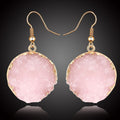Gold Tone Round Crystal Cluster Drop Earrings in Thirteen Colors view 9