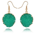 Gold Tone Round Crystal Cluster Drop Earrings in Thirteen Colors view 1