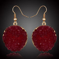 Gold Tone Round Crystal Cluster Drop Earrings in Thirteen Colors view 8
